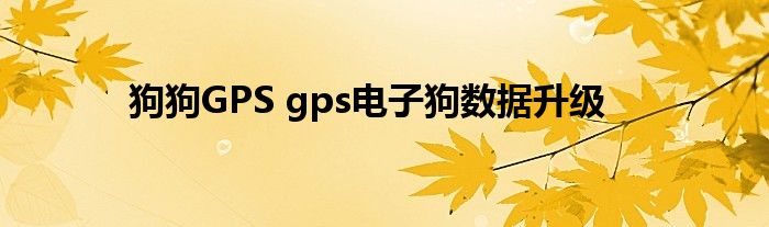 狗狗GPS gps电子狗数据升级