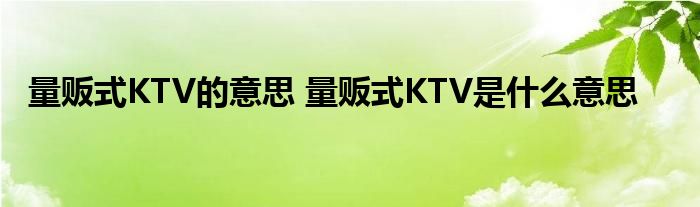 量贩式KTV的意思 量贩式KTV是什么意思