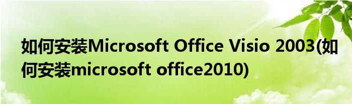 如何安装Microsoft Office Visio 2003(如何安装microsoft office2010)