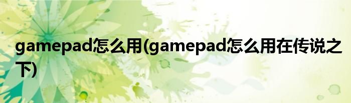 gamepad怎么用(gamepad怎么用在传说之下)