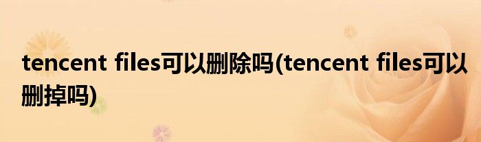 tencent files可以删除吗(tencent files可以删掉吗)