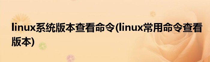linux系统版本查看命令(linux常用命令查看版本)