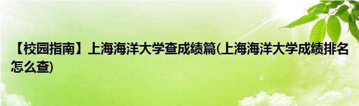 【校园指南】上海海洋大学查成绩篇(上海海洋大学成绩排名怎么查)