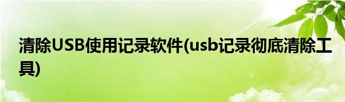 清除USB使用记录软件(usb记录彻底清除工具)