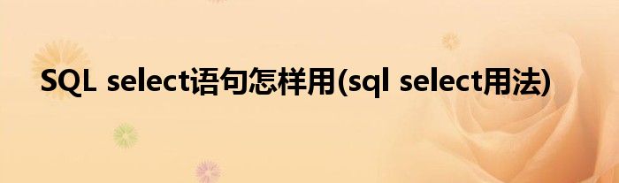 SQL select语句怎样用(sql select用法)