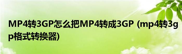 MP4转3GP怎么把MP4转成3GP (mp4转3gp格式转换器)