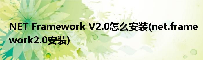 NET Framework V2.0怎么安装(net.framework2.0安装)