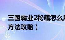 三国霸业2秘籍怎么用（三国霸业2秘籍使用方法攻略）