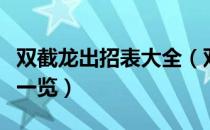 双截龙出招表大全（双截龙全角色完整出招表一览）