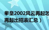 拳皇2002风云再起怎么出招（拳皇2002风云再起出招表汇总）