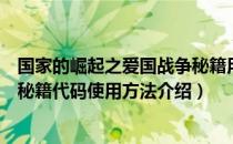 国家的崛起之爱国战争秘籍用不了（国家的崛起之爱国战争秘籍代码使用方法介绍）