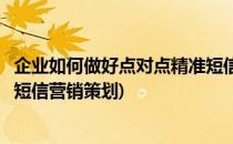 企业如何做好点对点精准短信营销(企业如何做好点对点精准短信营销策划)