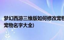 梦幻西游三维版如何修改宠物名字(梦幻西游三维版如何修改宠物名字大全)