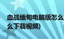 血战缅甸电脑版怎么下载(血战缅甸电脑版怎么下载视频)