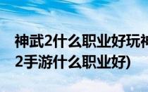 神武2什么职业好玩神武2什么职业厉害(神武2手游什么职业好)