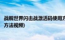 战舰世界闪击战激活码使用方法(战舰世界闪击战激活码使用方法视频)