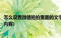 怎么设置微信拍拍里面的文字(怎么设置微信拍拍里面的文字内容)