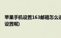 苹果手机设置163邮箱怎么设置(苹果手机设置163邮箱怎么设置呢)