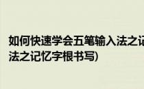 如何快速学会五笔输入法之记忆字根(如何快速学会五笔输入法之记忆字根书写)