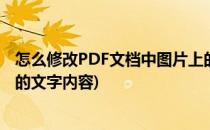 怎么修改PDF文档中图片上的文字内容(如何修改pdf图片中的文字内容)