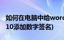 如何在电脑中给word添加数字签名(word2010添加数字签名)