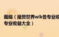 裁缝（魔兽世界wlk各专业收益怎么样 wow80wlk怀旧服各专业收益大全）