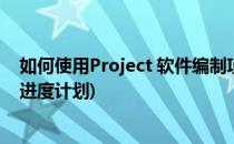 如何使用Project 软件编制项目进度计划(project怎么编制进度计划)