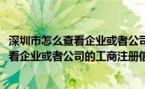 深圳市怎么查看企业或者公司的工商注册信息(深圳市怎么查看企业或者公司的工商注册信息查询)