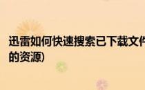 迅雷如何快速搜索已下载文件(迅雷如何快速搜索已下载文件的资源)