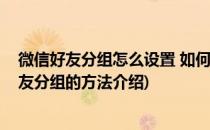 微信好友分组怎么设置 如何分组管理好友(微信如何设置好友分组的方法介绍)