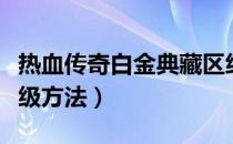 热血传奇白金典藏区练级攻略（白金典藏区练级方法）