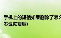 手机上的短信如果删除了怎么恢复(手机上的短信如果删除了怎么恢复呢)