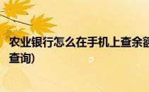 农业银行怎么在手机上查余额(农业银行怎么在手机上查余额查询)