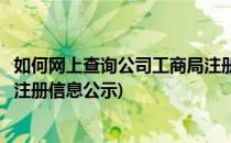 如何网上查询公司工商局注册信息(如何网上查询公司工商局注册信息公示)