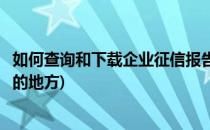 如何查询和下载企业征信报告(如何查询和下载企业征信报告的地方)