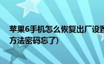 苹果6手机怎么恢复出厂设置(苹果6手机怎么恢复出厂设置方法密码忘了)