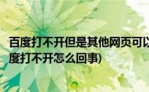 百度打不开但是其他网页可以打开怎么办(其他网页能打开百度打不开怎么回事)