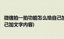 微信拍一拍功能怎么给自己加文字(微信拍一拍功能怎么给自己加文字内容)