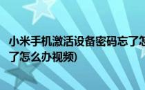 小米手机激活设备密码忘了怎么办(小米手机激活设备密码忘了怎么办视频)