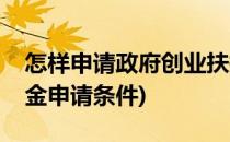 怎样申请政府创业扶持资金(政府创业扶持资金申请条件)