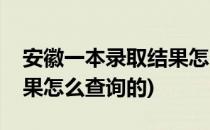 安徽一本录取结果怎么查询(安徽一本录取结果怎么查询的)