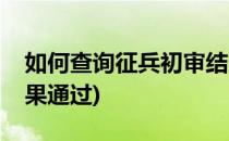 如何查询征兵初审结果(如何查询征兵初审结果通过)