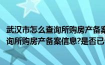 武汉市怎么查询所购房产备案信息是否已备案(武汉市怎么查询所购房产备案信息?是否已备案完毕)