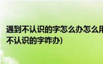 遇到不认识的字怎么办怎么用拼音把字打出来(拼音打字遇到不认识的字咋办)