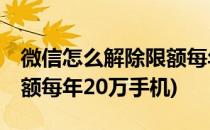 微信怎么解除限额每年20万(微信怎么解除限额每年20万手机)