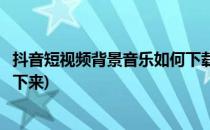 抖音短视频背景音乐如何下载(抖音短视频背景音乐如何下载下来)