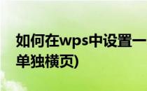 如何在wps中设置一个单独的横页(wps怎么单独横页)