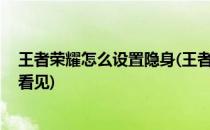 王者荣耀怎么设置隐身(王者荣耀怎么设置隐身,不让其他人看见)