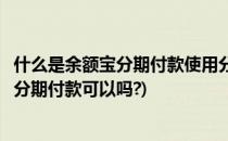 什么是余额宝分期付款使用分期付款有什么优势(支付宝余额分期付款可以吗?)