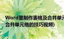 Word里制作表格及合并单元格的技巧(word里制作表格及合并单元格的技巧视频)